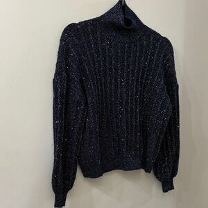 Molly Bracken Sparkling blue Turtleneck Sweater - size XS  - ribbed